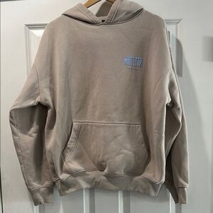 White Fox Boutique Tan Hoodie. A few minor stain spots. Noted in pics